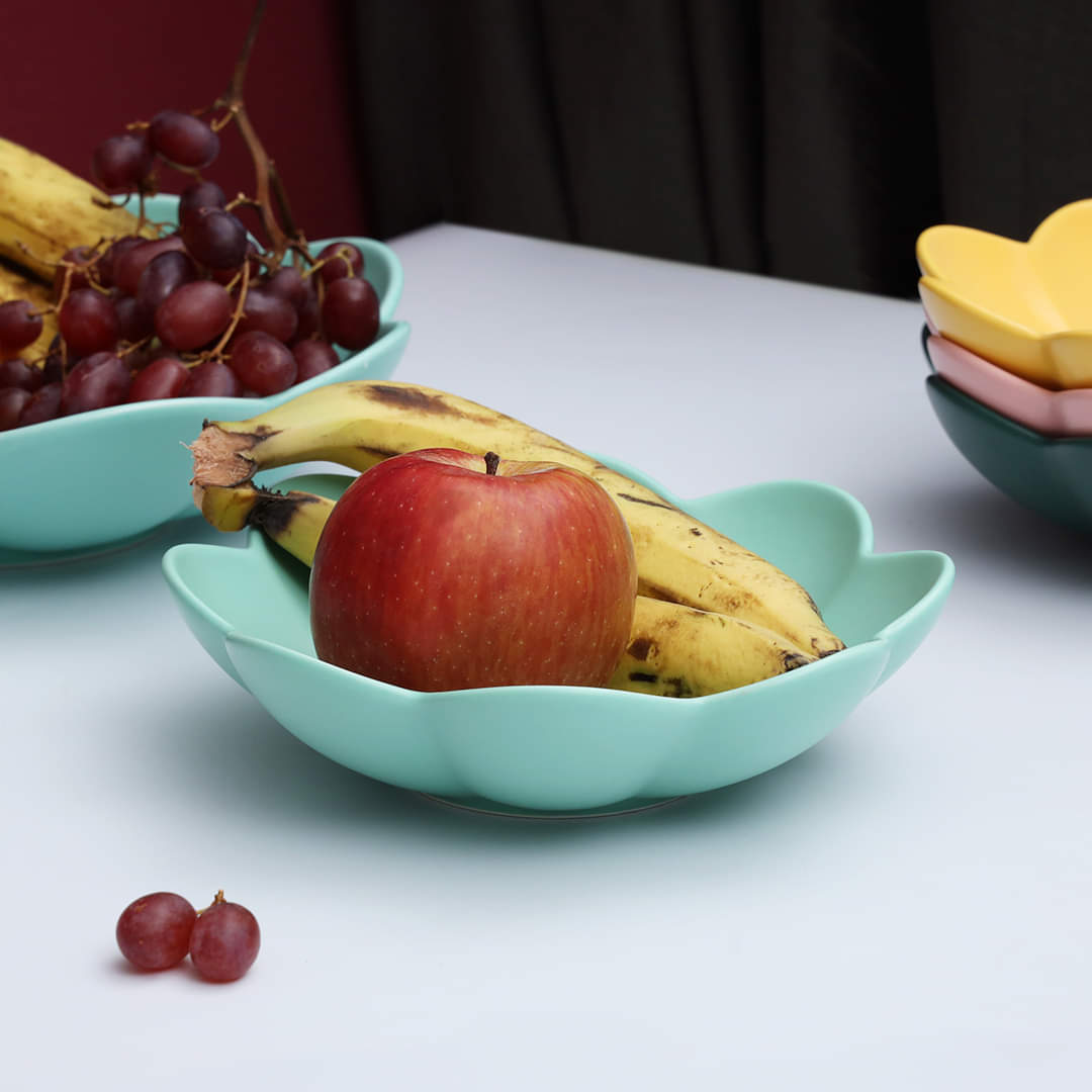 Pastel Ceramic Floral Design Medium Serving Bowl