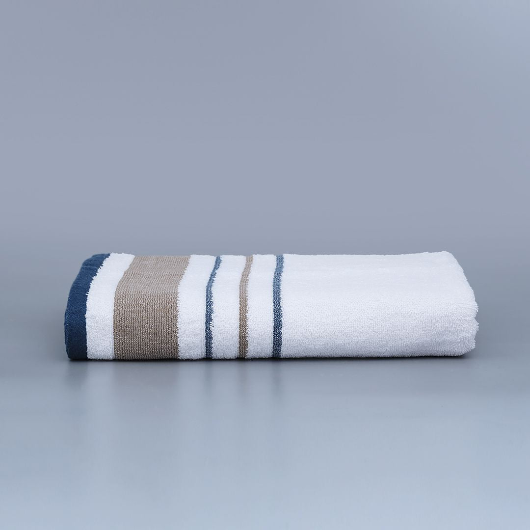 Super Soft Rainbow Stripes Bath Towels - Navy Blue Stripes