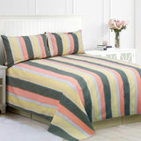 Rugby Stripes 3-Pcs Pure Cotton Bedsheet Set