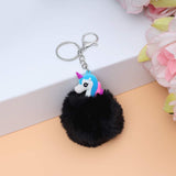 Sea Horse Character Fluffy Ball hanging Keychain (Any Random Color)