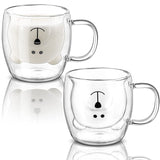 Bistro Classic Cute Bear Double Wall Glass Coffee Cup 250ML