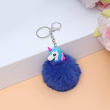 Sea Horse Character Fluffy Ball hanging Keychain (Any Random Color)