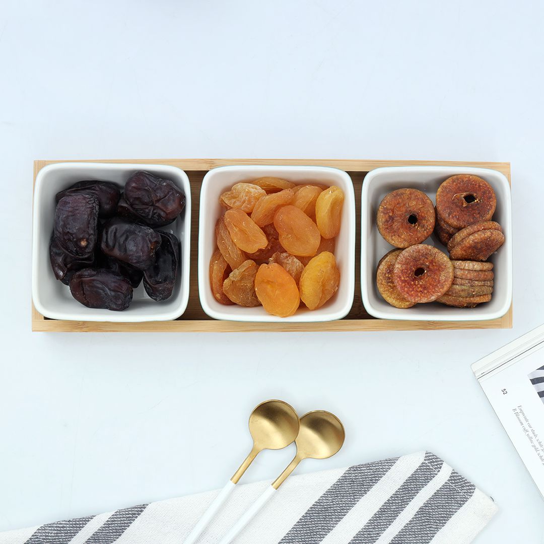 4-Pcs Square Ceramic Grid Snack Serving Tray