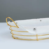 Nordic Style Gold Plated Oval Shape Bread Serving Basket