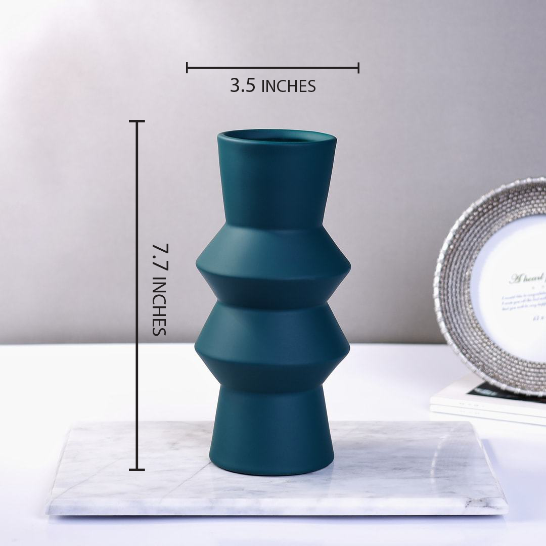 Matte Teal Lilac Design Centerpiece Ceramic Vase