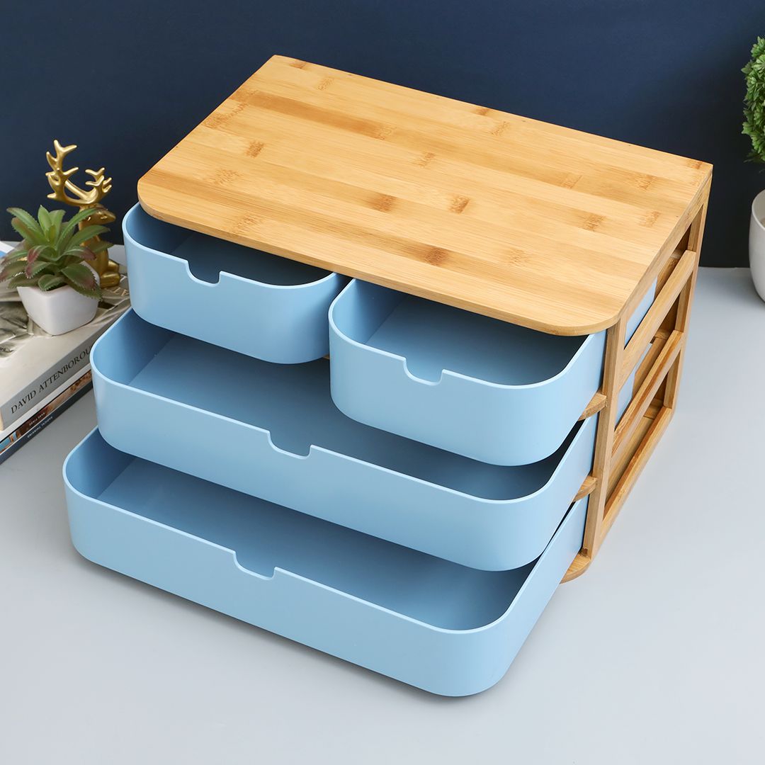 4 Drawers Bamboo Wooden Storage Box