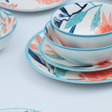 Assortive Motifs Peach Floral Ceramic Dinner Set-24 Pcs