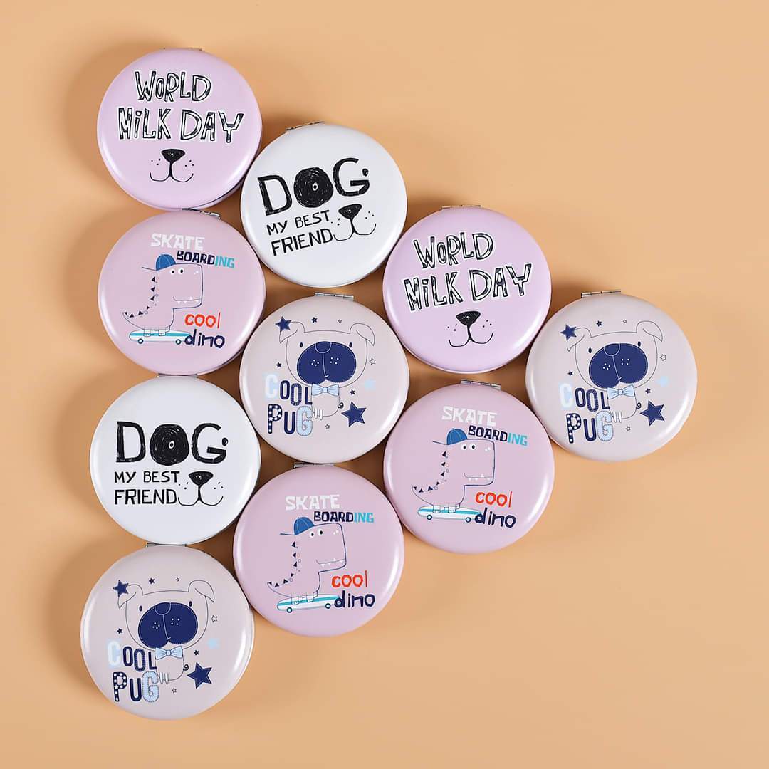 Puppy Design Folding Round Portable Pocket Mirror