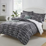 Microfiber Quilt Duvet Cover with Pillow Cases Black Equilateral Triangle Design