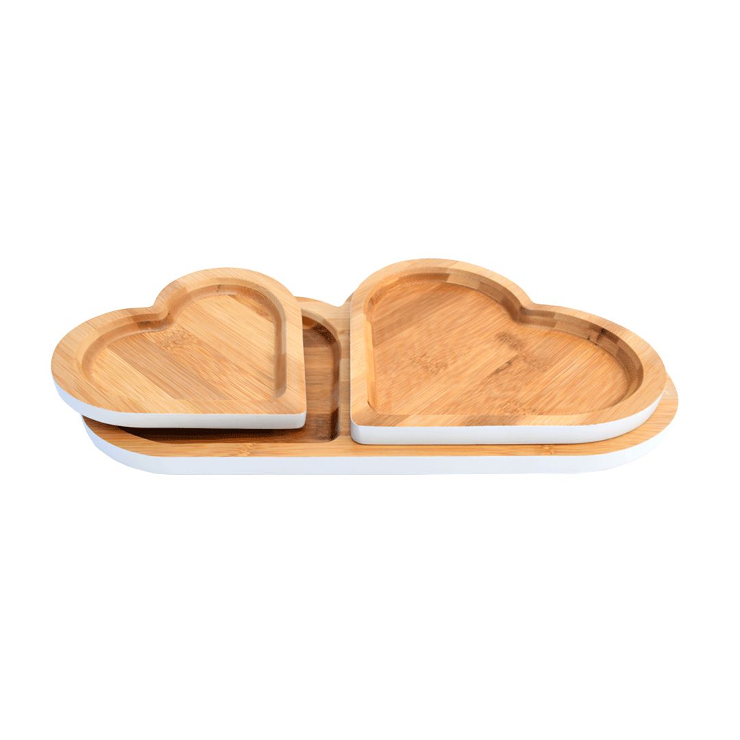 Heart Shape Bamboo Snack Plate Pack