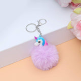 Sea Horse Character Fluffy Ball hanging Keychain (Any Random Color)