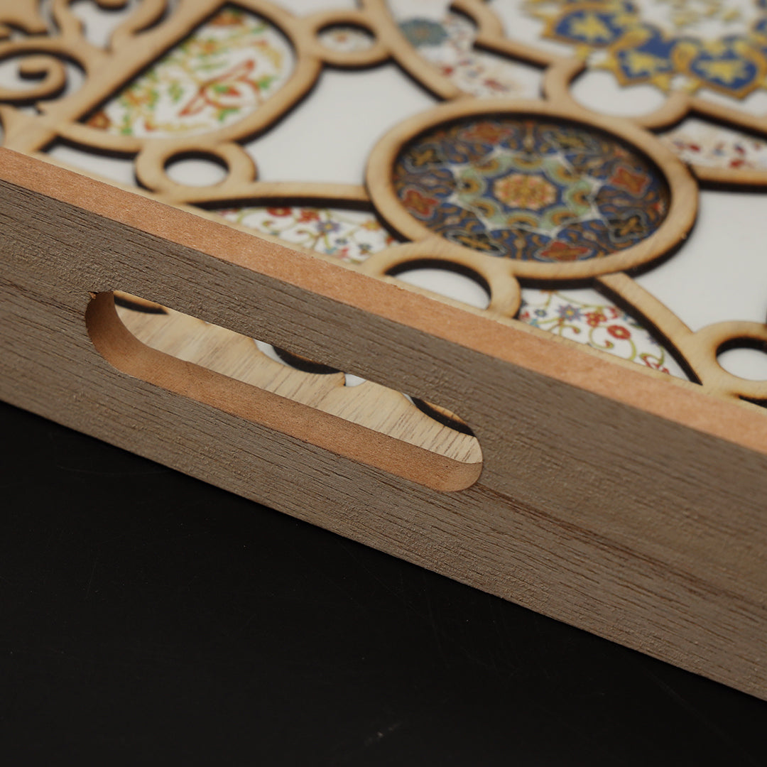 Pair of Roman Style Rectangular Wooden Serving Tray