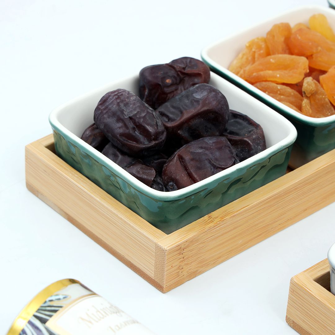 4-Pcs Square Ceramic Grid Snack Serving Tray