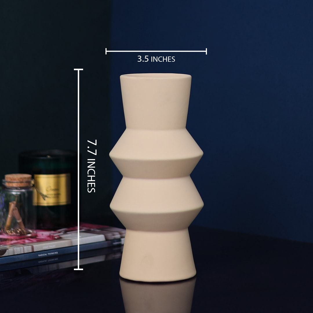 Matte Ivory Lilac Design Centerpiece Ceramic Vase