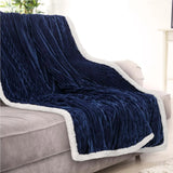 Ribbed Stripe Ultra Soft Sherpa Throw Blanket