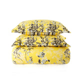 Microfiber Duvet Cover with Pillow Cases Yellow Orchid Blossom