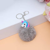 Sea Horse Character Fluffy Ball hanging Keychain (Any Random Color)