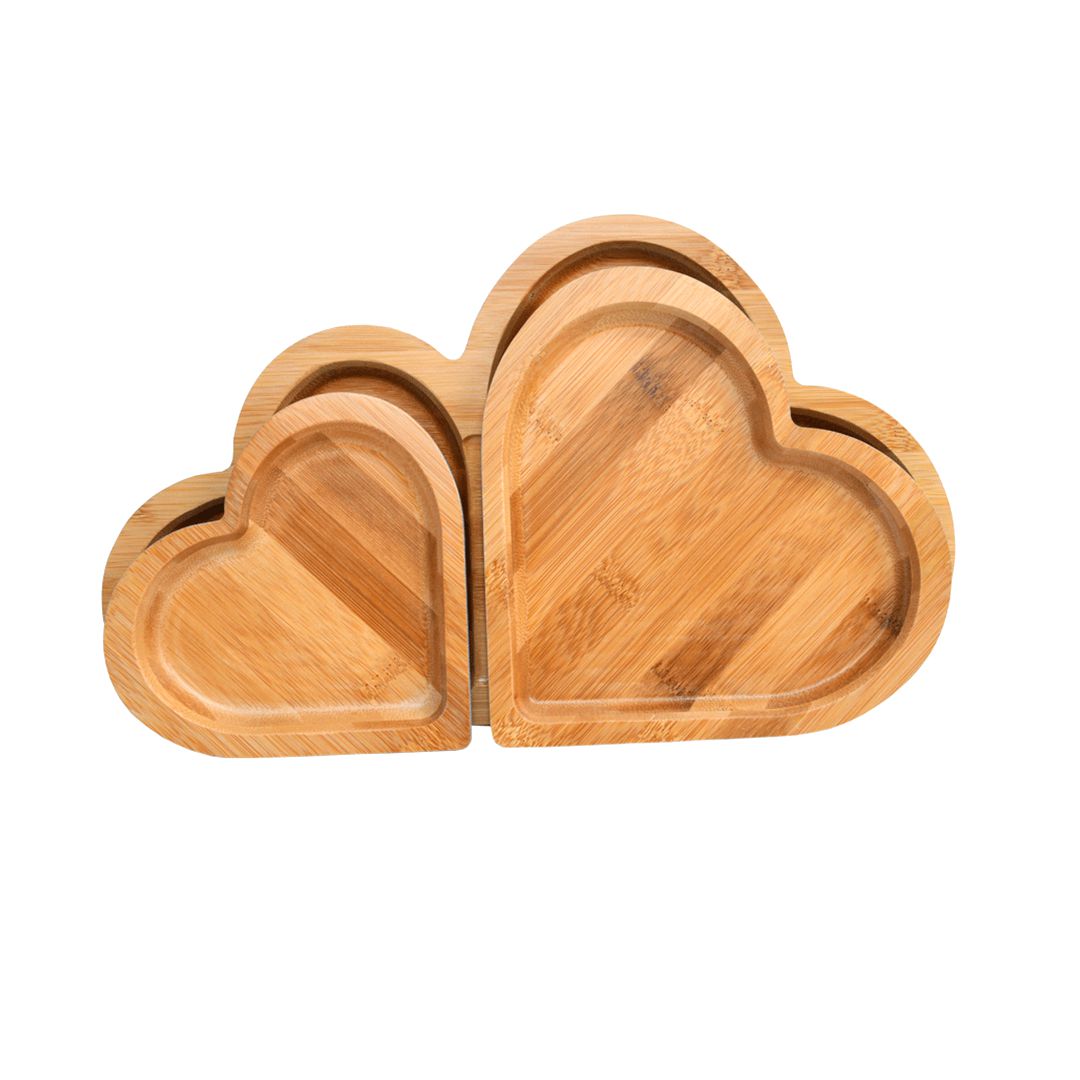 Heart Shape Bamboo Snack Plate Pack