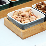 4-Pcs Square Ceramic Grid Snack Serving Tray