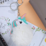 Unicorn Character Fluffy Ball hanging Keychain (Any Random Color)