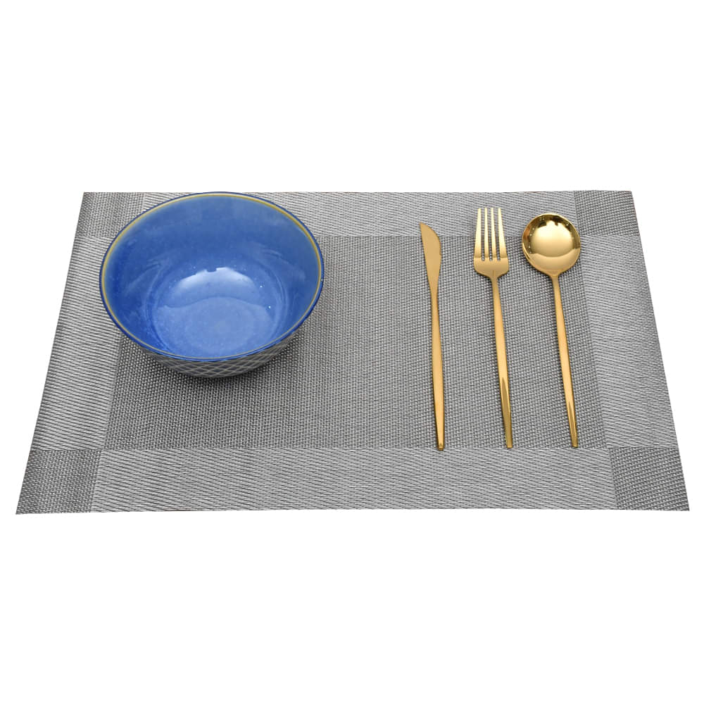 Assorted PVC Table Mats-Plain Grey (Pack of 6)