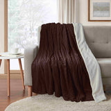 Ribbed Stripe Ultra Soft Sherpa Throw Blanket