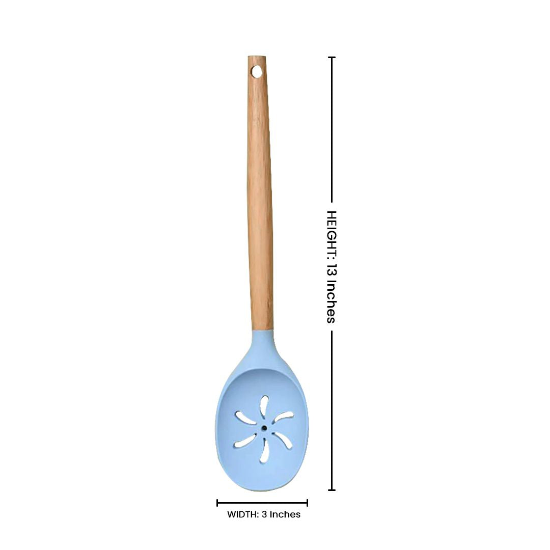 Bamboo Wood & Silicone Slotted Spoon