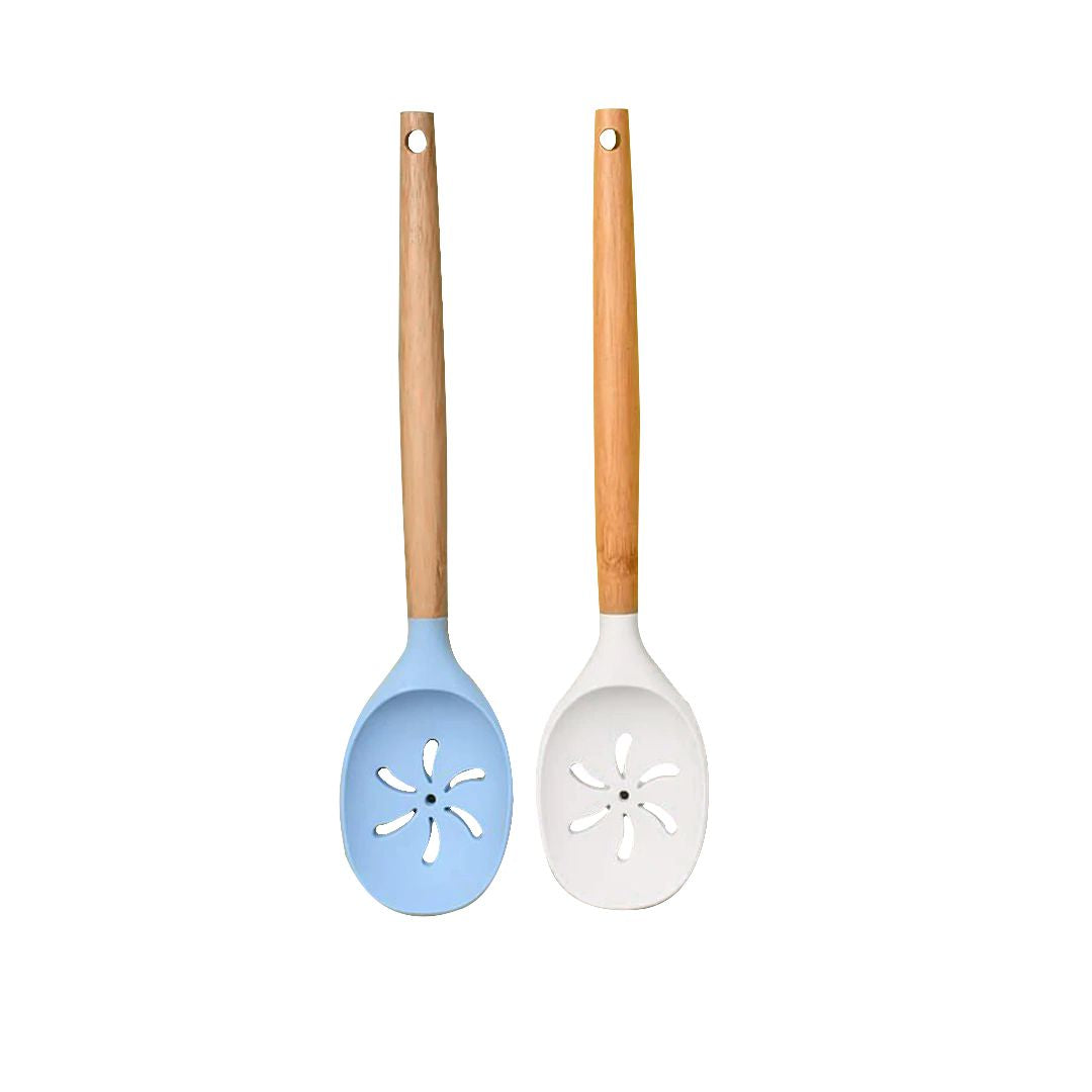 Bamboo Wood & Silicone Slotted Spoon