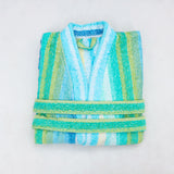 Luxury Bathrobe Green With Yellow Strip