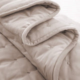 Crushed Velvet Beige Bedding Bedspread Set