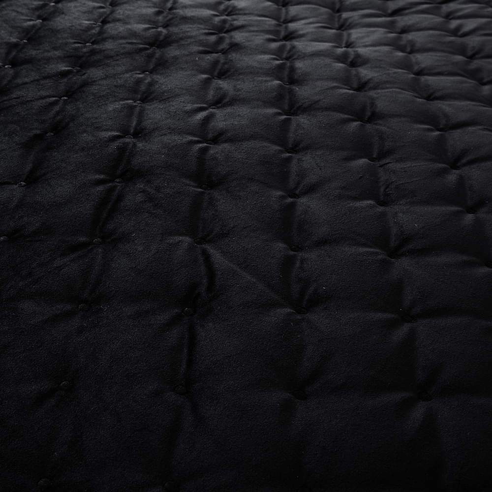 Crushed Velvet Black Bedding Bedspread Set