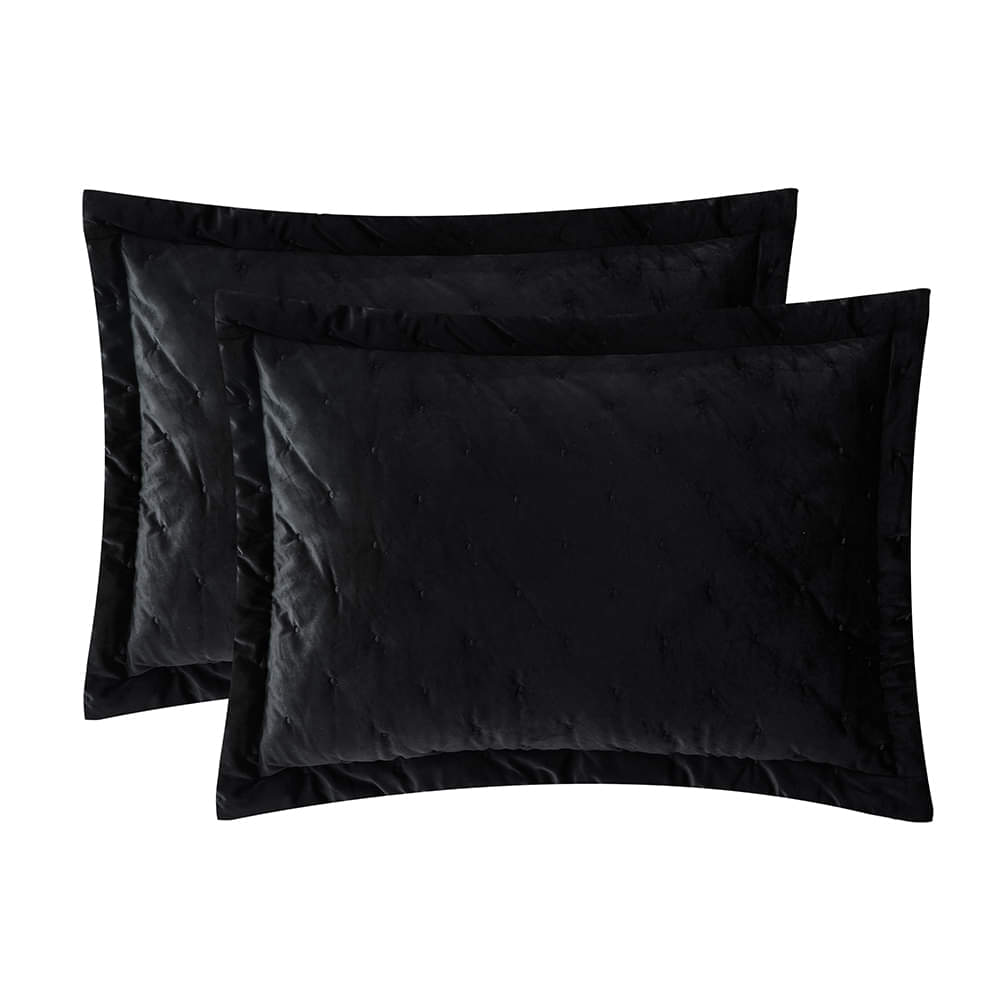 Crushed Velvet Black Bedding Bedspread Set