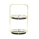 Nordic Black 2 Tier Round Marble Serving Tray