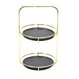Nordic Black 2 Tier Round Marble Serving Tray