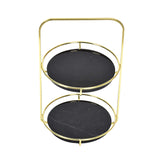 Nordic Black 2 Tier Round Marble Serving Tray