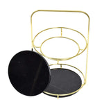 Nordic Black 2 Tier Round Marble Serving Tray