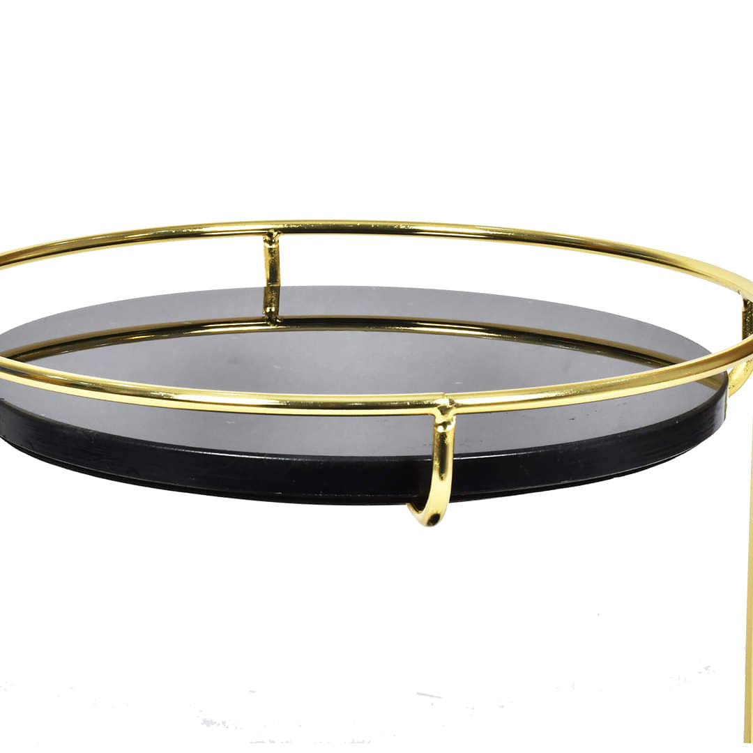 Nordic Black 2 Tier Round Marble Serving Tray