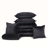 Embossed Velvet Luxury Frill Quilted Bridal Bed Set 06 PCS-Black