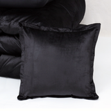 Embossed Velvet Luxury Frill Quilted Bridal Bed Set 06 PCS-Black