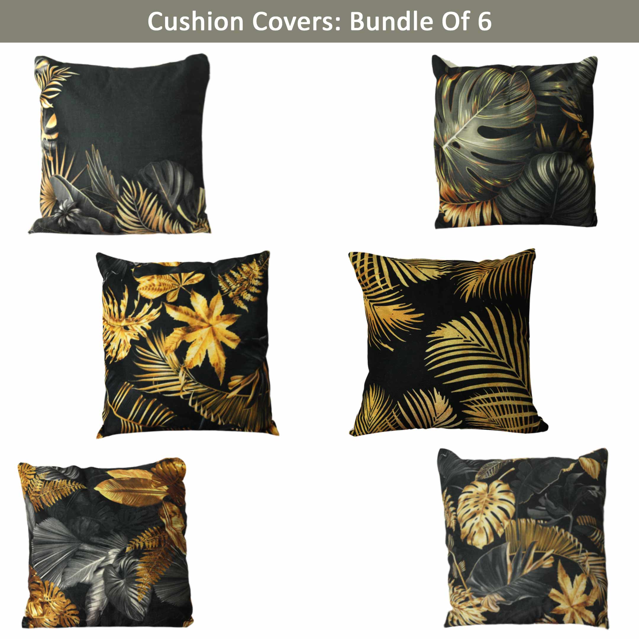 Black & Gold Palm Leaves Mix Pcs Set (Bundle of 6)