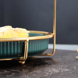 Nordic Style Green 2 Tier Round Marble Serving Tray