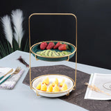 Nordic Style Green & White 2 Tier Round Marble Serving Tray