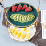 Nordic Style Green & White 2 Tier Round Marble Serving Tray
