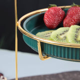 Nordic Style Green & White 2 Tier Round Marble Serving Tray