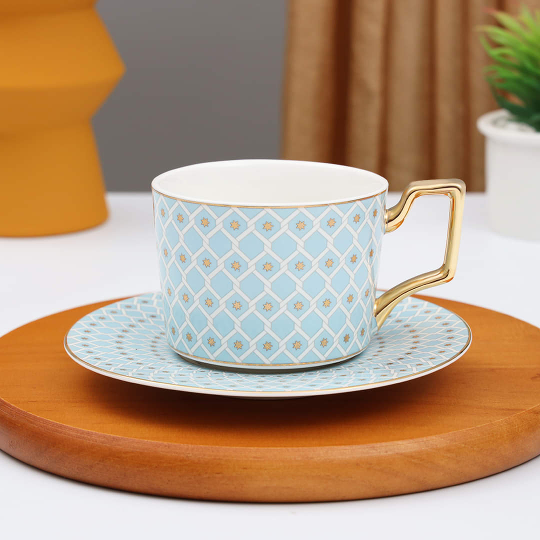 Gold Plated Ceramic Tea Cup Set