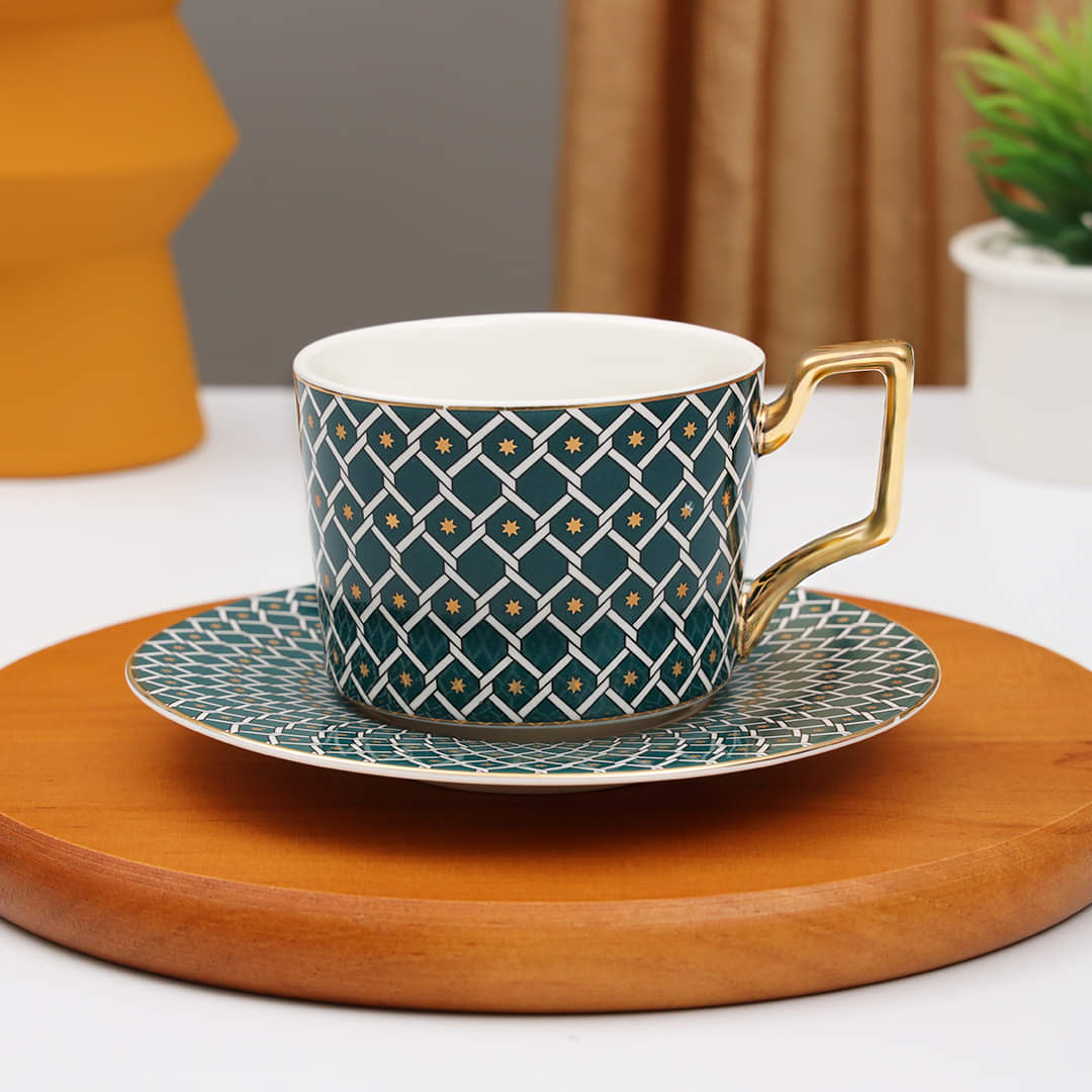 Gold Plated Ceramic Tea Cup Set