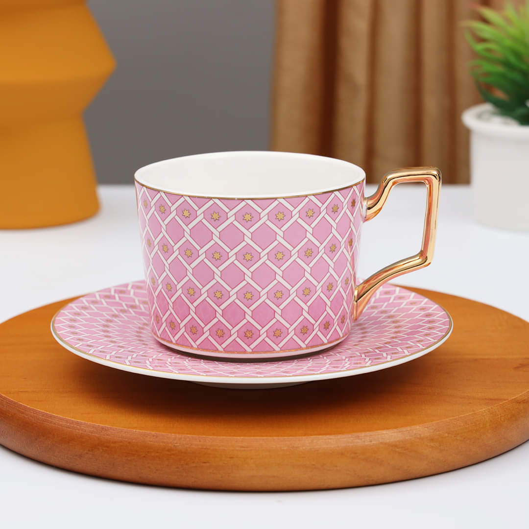 Gold Plated Ceramic Tea Cup Set