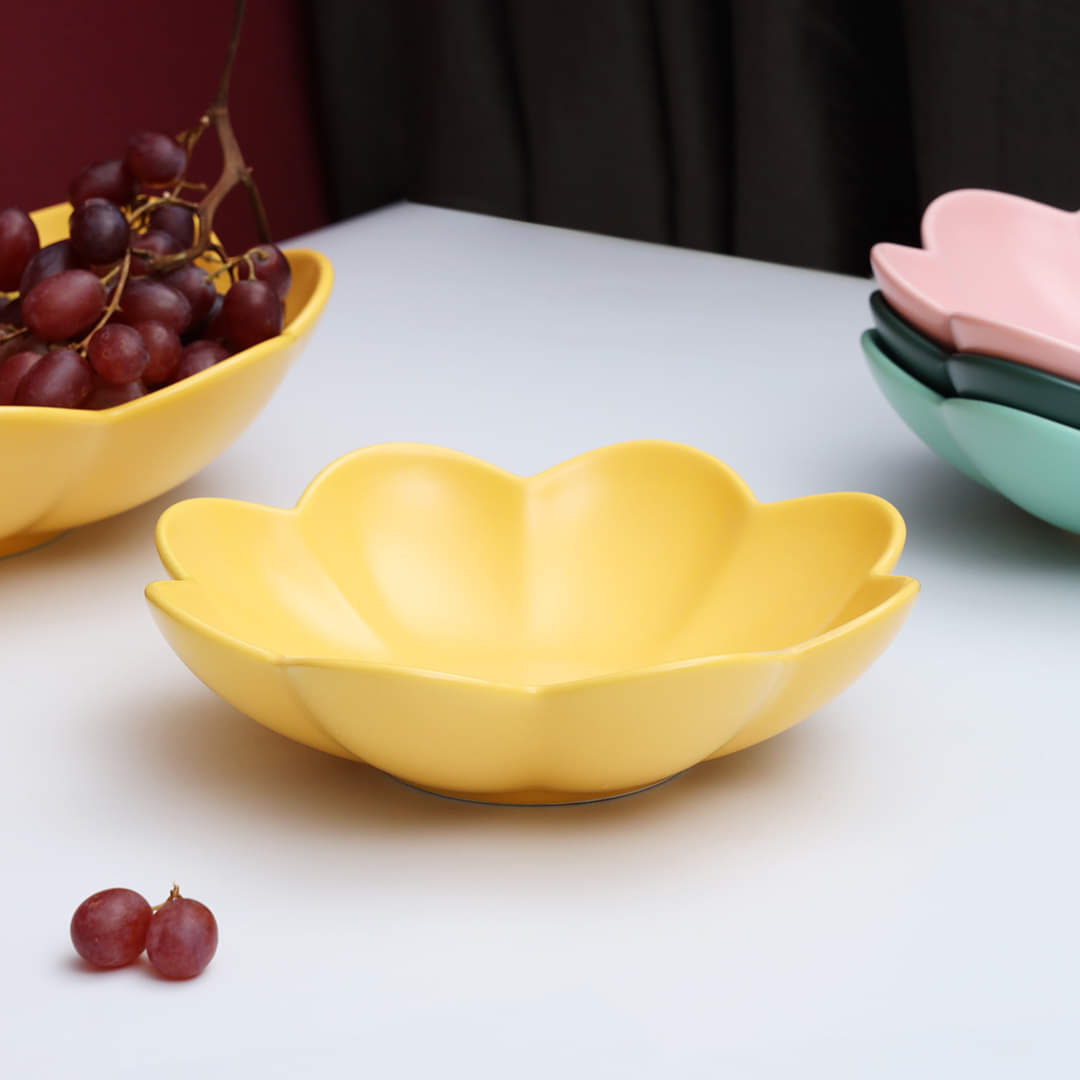 Pastel Ceramic Floral Design Medium Serving Bowl