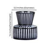 Classic Black Stripe Glass Vase With Free Flower Bunch