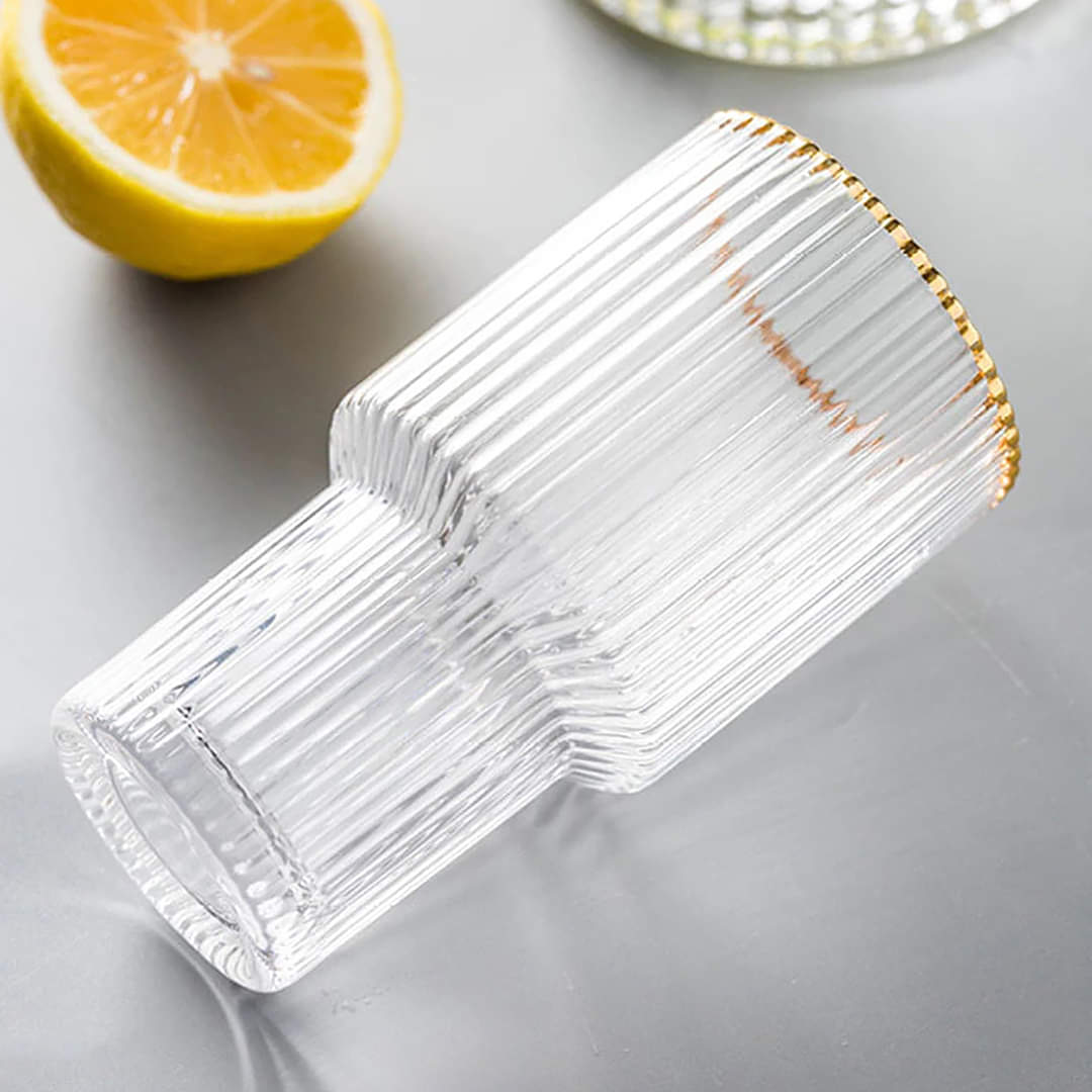 Vertical Stripe Fluted Bottom Jug Glass Set- 5 PCS